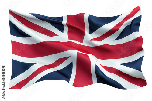 Waving Union Jack British Flag National Symbol UK Pride Patriotism, isolated on a transparent background