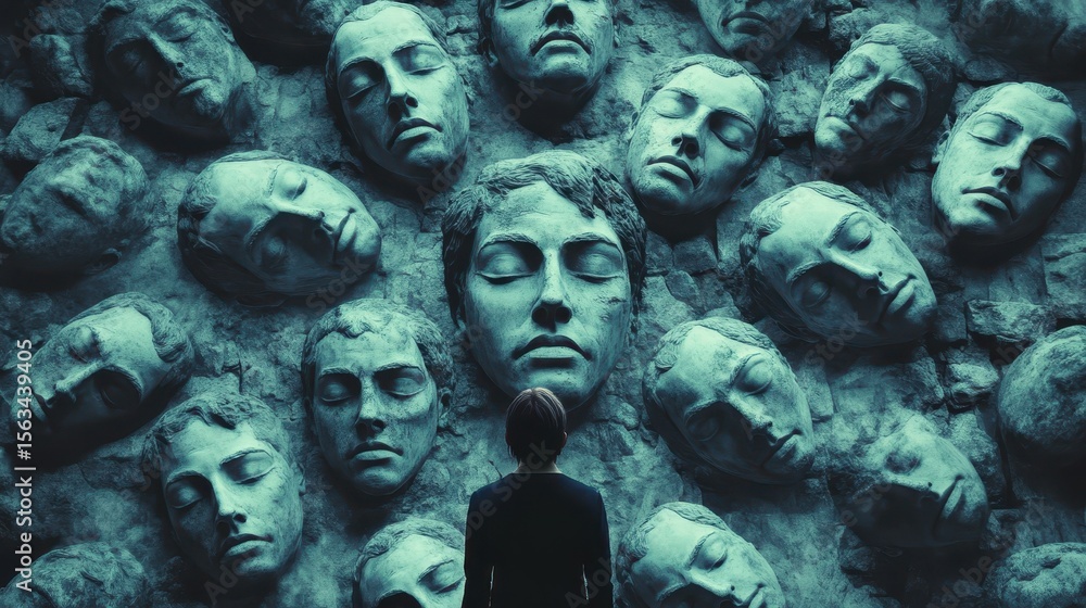 Fototapeta premium Exploring the Concept of Identity in a World of Masks and Faces