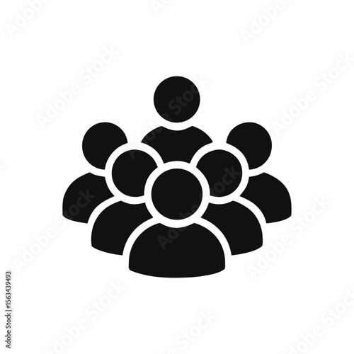 Iconic Group of People Symbol Representing Teamwork Collaboration and Community Engagement with a Singular Leader Leading the Way