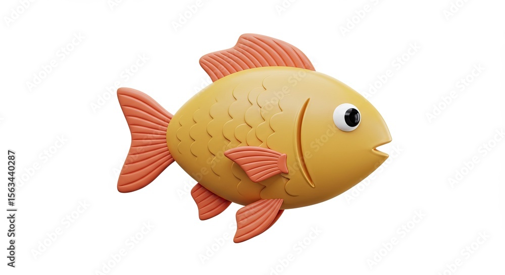 Obraz premium 3D fish icon on white background