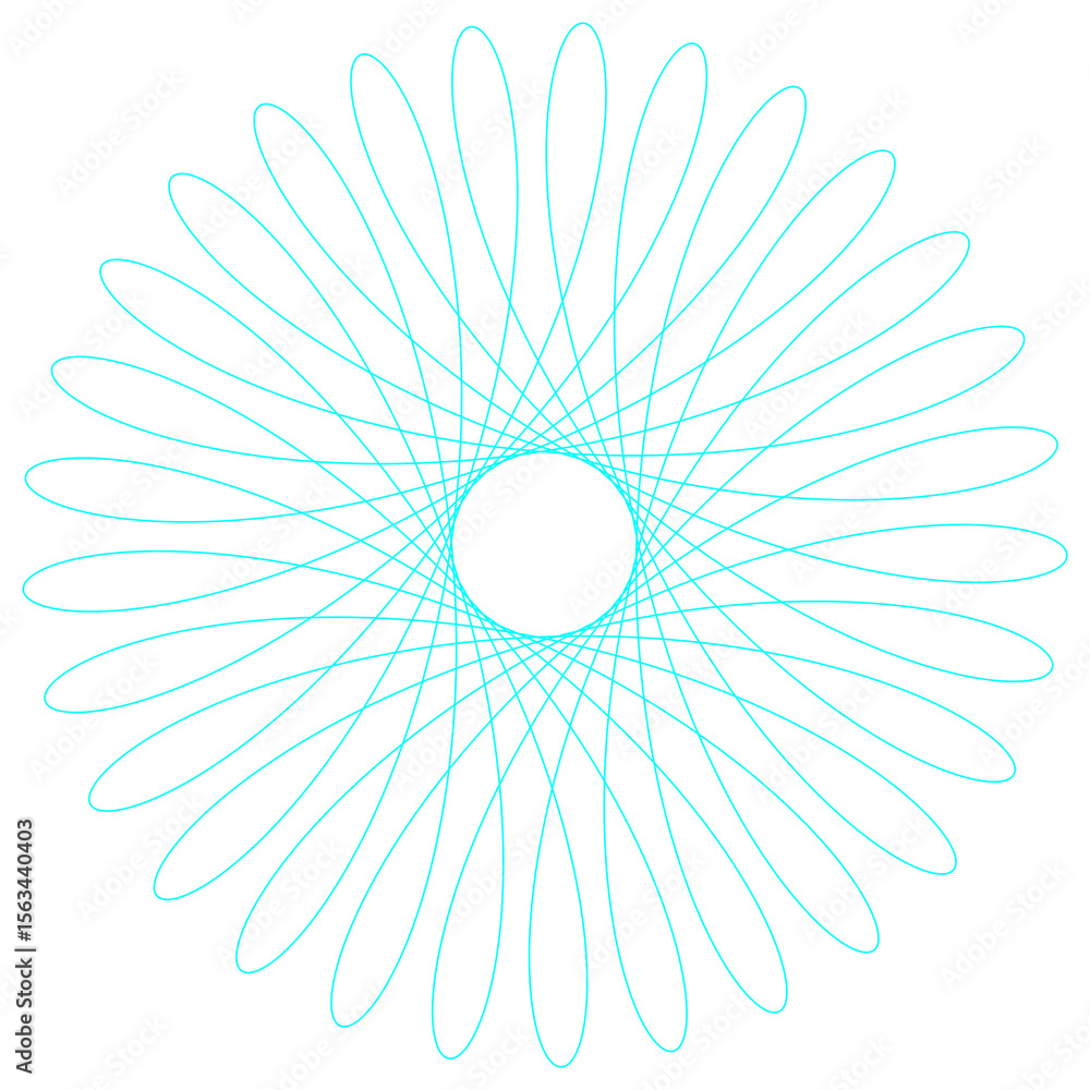 Fototapeta premium Geometric Light blue Bloom – Transparent Spirograph Shape