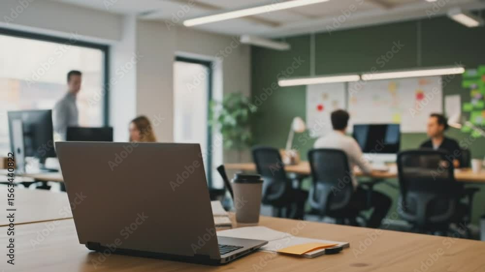 Modern office interior with workers Modern office interior with workers