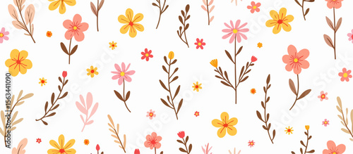 Flower autumn leaves seamless pattern