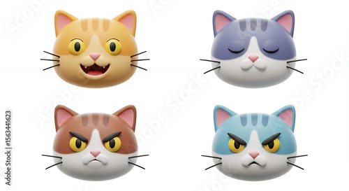 Wallpaper Mural Cartoon cats different emotions illustration Torontodigital.ca