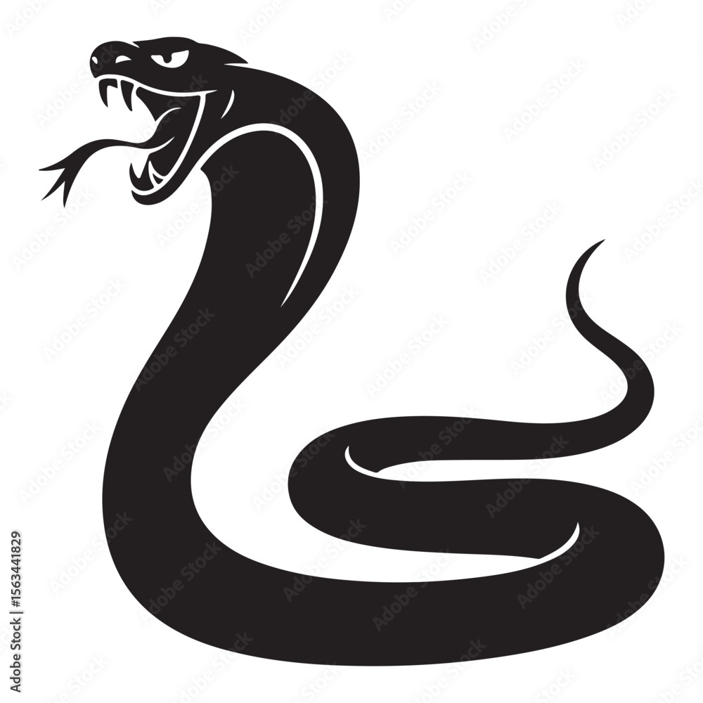 Fototapeta premium High Quality Snake Silhouette Vector Collection Bold and Striking Reptile Illustrations for Tattoo Art, Branding Projects, T-Shirt Prints, Jungle Wildlife Themes and Horror or Tribal Design Concepts.