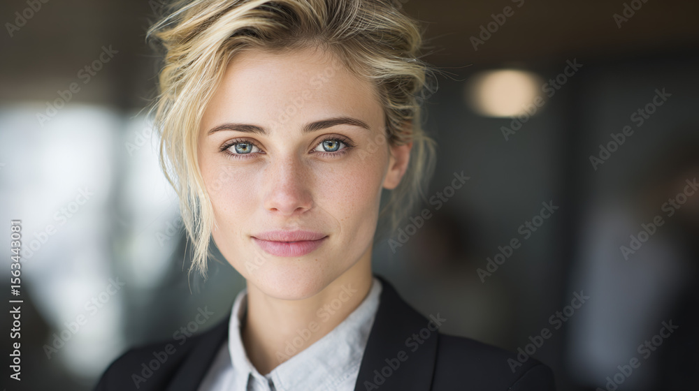 Confident businesswoman smiling in professional portrait, embodying leadership and success in corporate world Confident businesswoman smiling in professional portrait, embodying leadership and success in corporate world