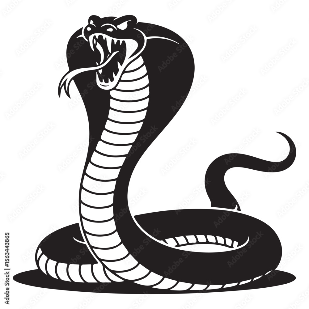 Fototapeta premium High Quality Snake Silhouette Vector Collection Bold and Striking Reptile Illustrations for Tattoo Art, Branding Projects, T-Shirt Prints, Jungle Wildlife Themes and Horror or Tribal Design Concepts.