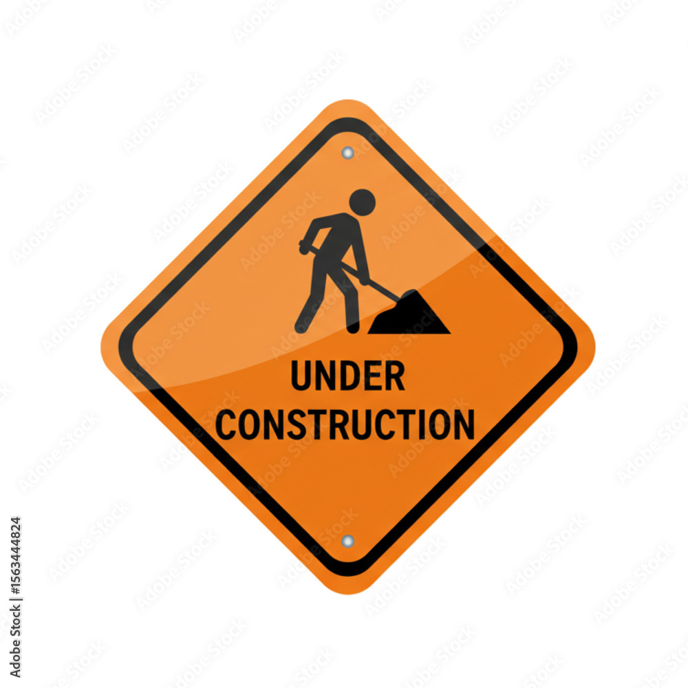 An orange under construction warning sign is suitable for traffic, building, or website design projects related to infrastructure, development, or safety. An orange under construction warning sign is suitable for traffic, building, or website design projects related to infrastructure, development, or safety.