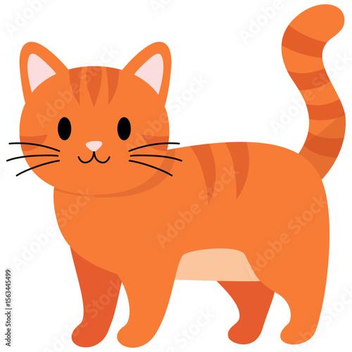 Orange cat cartoon kawaii flat illustration. Orange cat. Fat orange cat