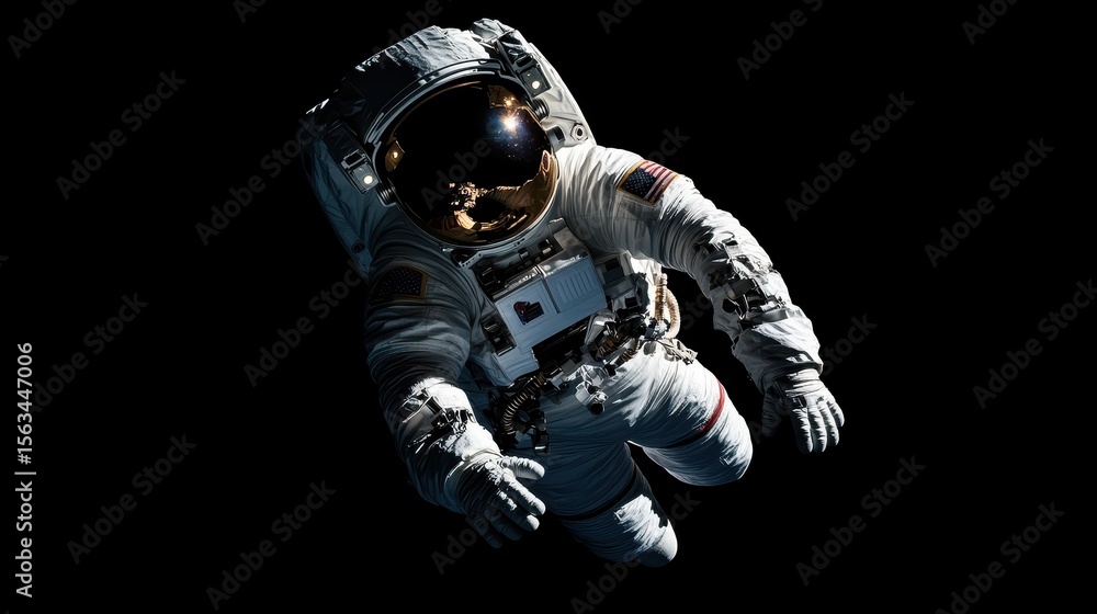 Fototapeta premium Astronaut in Extravehicular Activity Floating in Space Environment