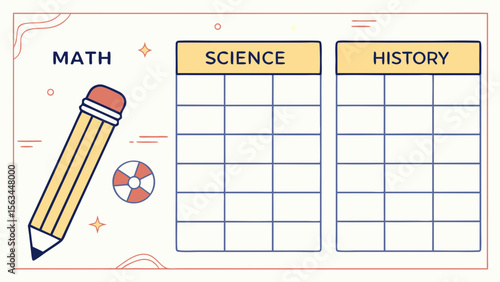 Back to school concept: a pencil and eraser rest on a blank calendar page, ready for a new year of planning