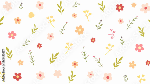 Vintage Floral and Cherry Background - seamless pattern - in vector