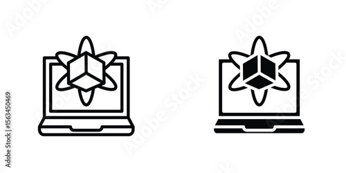 Computer simulation icon symbol logo graphic design element. EPS10