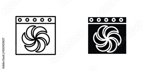 Convection turbofan stove icon symbol logo graphic design element. EPS10
