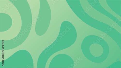 Abstract background with organic shapes and wavy lines in shades of green and light green hues