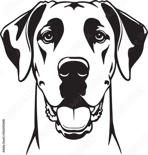 Great Dane Dog Happy Face Pet Silhouette vector illustration