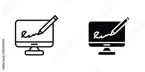 Electronic signature icon symbol logo graphic design element. EPS10