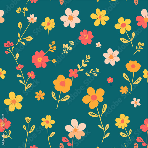 Vector seamless vintage floral pattern. Bouquets of pink and yellow roses with emerald mint leaves on a striped background. Victorian style.