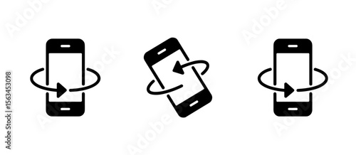 Phone rotation icon set. Screen rotate mobile. Auto rotate screen setting symbol