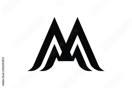 A stylized letter m logo design in black and white with overlapping lines