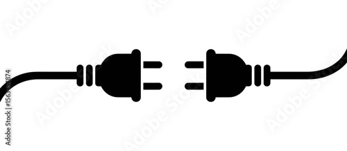 Disconnected electric plug, power cord not connected, broken connection concept