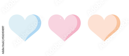 Pastel hearts, love icons, vector illustration, romance symbols, cute, graphic resource