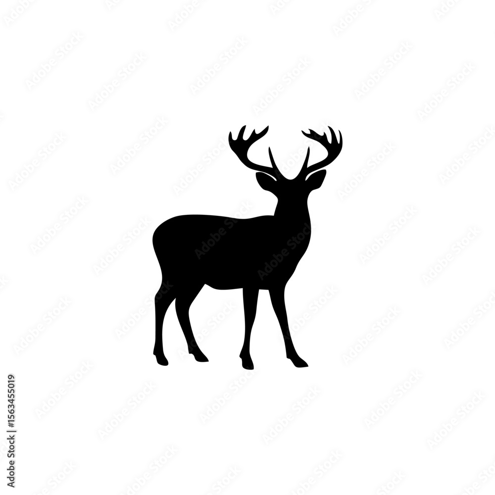 Obraz premium Majestic Deer Silhouette Elegant Wildlife Vector Illustration