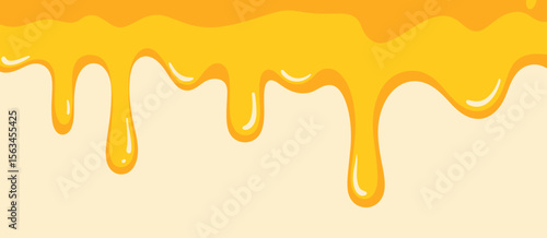 Yellow honey dripping, sweet topping, dessert ingredient, tasty drizzle, food illustration