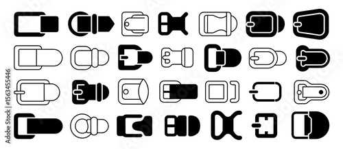Set of belt buckles, vector design, fashion accessory, clothing closure, equipment