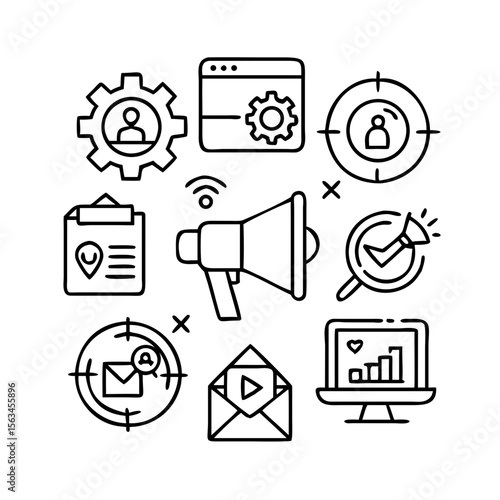Minimalist Line Icons Set for Marketing and Sales Tools – Scalable Vector Pack

