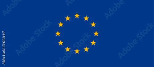 European Union flag with twelve golden stars on blue background, symbol of Europe