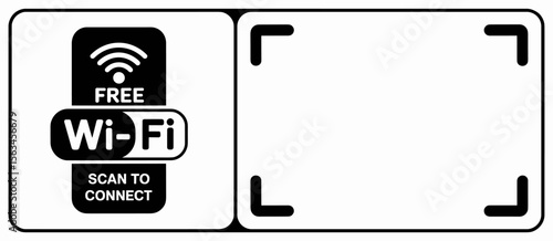 Free wifi connection sign, scan to connect available hotspot for smartphone