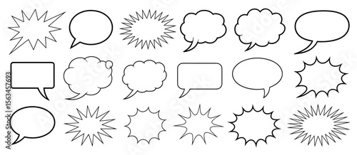 Set of speech bubbles, comic balloon for communication and conversation, message cloud