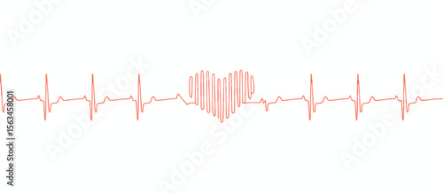 Heartbeat rhythm lifeline with heart shape for health, love and life concept
