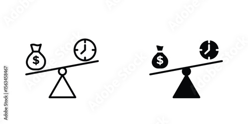 Time and money compare scale icon symbol logo graphic design element. EPS10