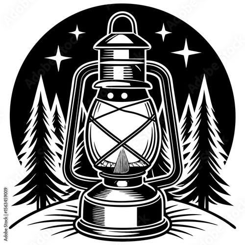 old lantern vector illustration