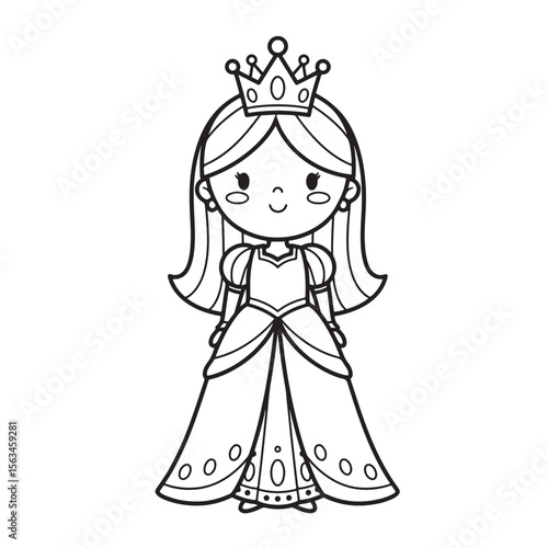 Adorable Princess Coloring Page Fairytale Princess Illustration