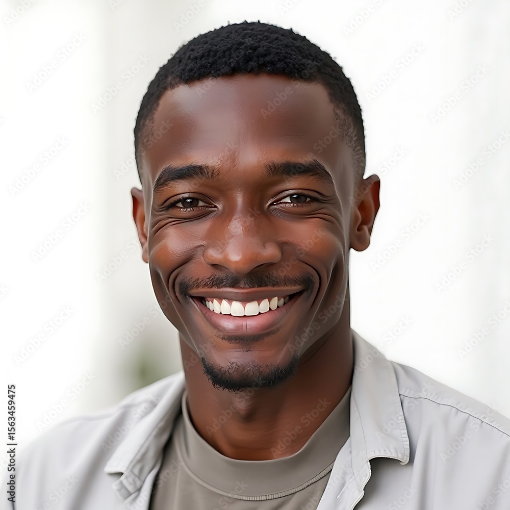 Obraz premium Smiling Man Portrait with Friendly Expression on White Background