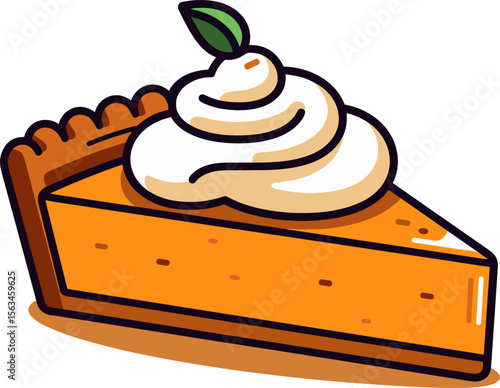Delicious Slice of Pumpkin Pie with Whipped Cream Topping