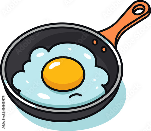 Sunny Side Up: A Cartoon Egg in a Pan Illustration