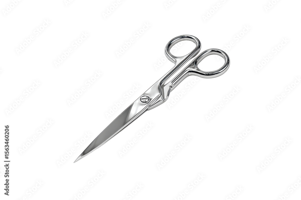 Obraz premium Silver Scissors Are Displayed Against A Solid Transparent Background Featuring Sharp Blades And Circular Finger Holes