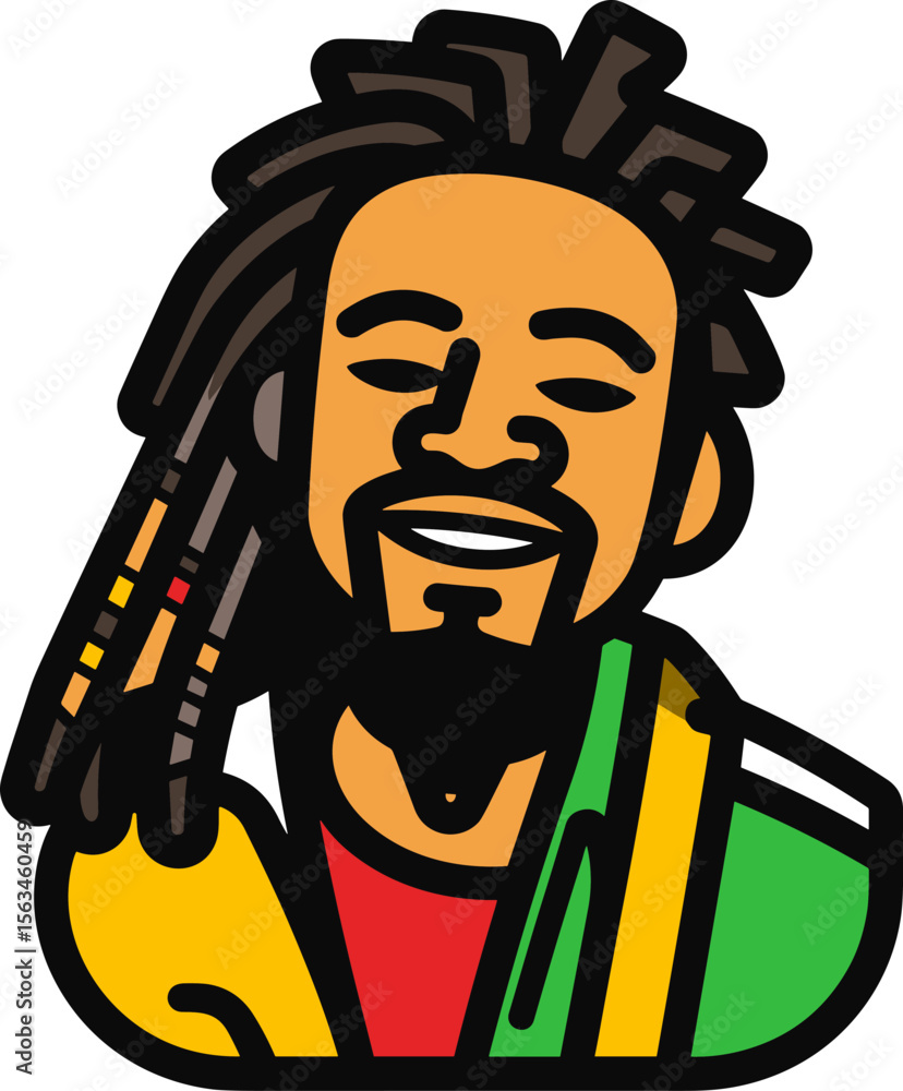 Obraz premium Rasta Man Portrait with Dreadlocks and Jamaican Colors