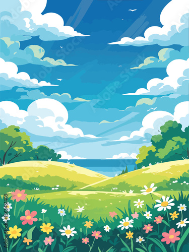 summer landscape with meadow