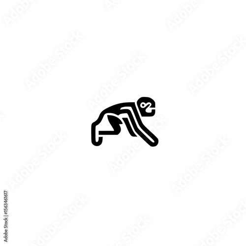 Crawling Gibbon Icon in Flat Vector Style for Jungle Primate Wildlife and Nature Illustration