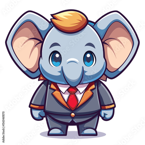 Cute elephant wearing a suit