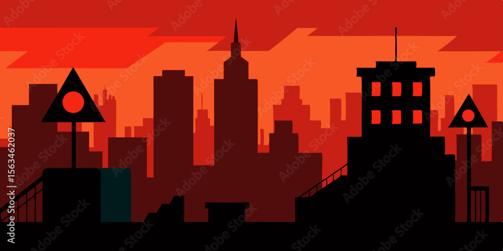 custom made wallpaper toronto digitalDystopian Rooftop View Of A Crumbling City Under Stormy Skies