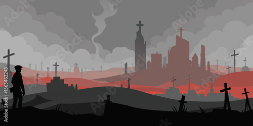 A Post War Battlefield Shrouded In Smoke And Ash