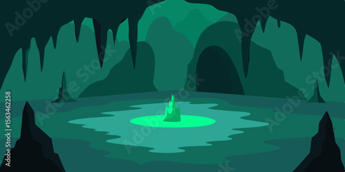 A Shadow Filled Cavern With Ancient Markings Glowing