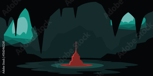 A Shadow Filled Cavern With Ancient Markings Glowing