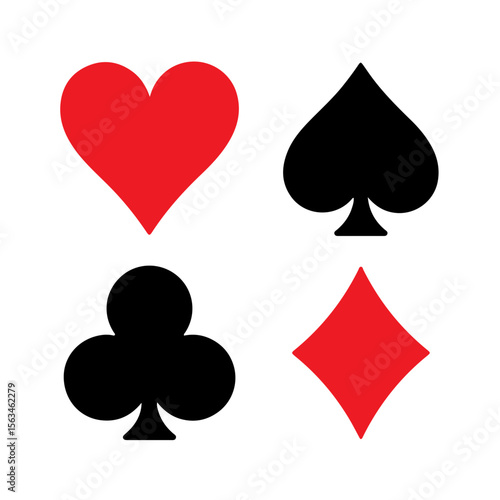 line icon symbol playing card spades diamonds clubs hearts isolated